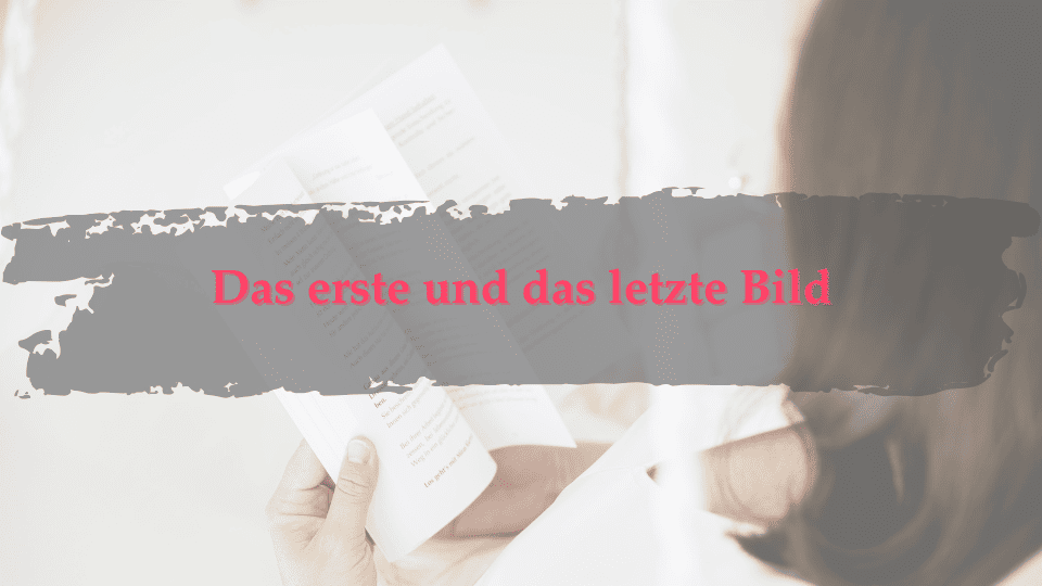 Marion Glück hält eine Seite in den Händen, Schriftzug „Das erste und das letzte Bild", Titelbild zu Sternenkind Erinnerungen
