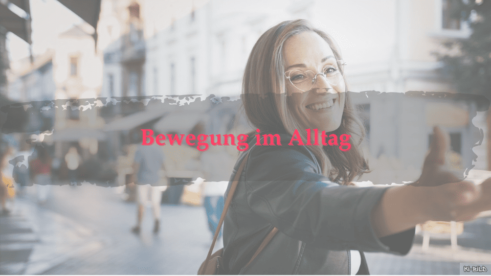 Eine Frau mit Freude an Bewegung im Alltag, die andere einlädt mitzumachen