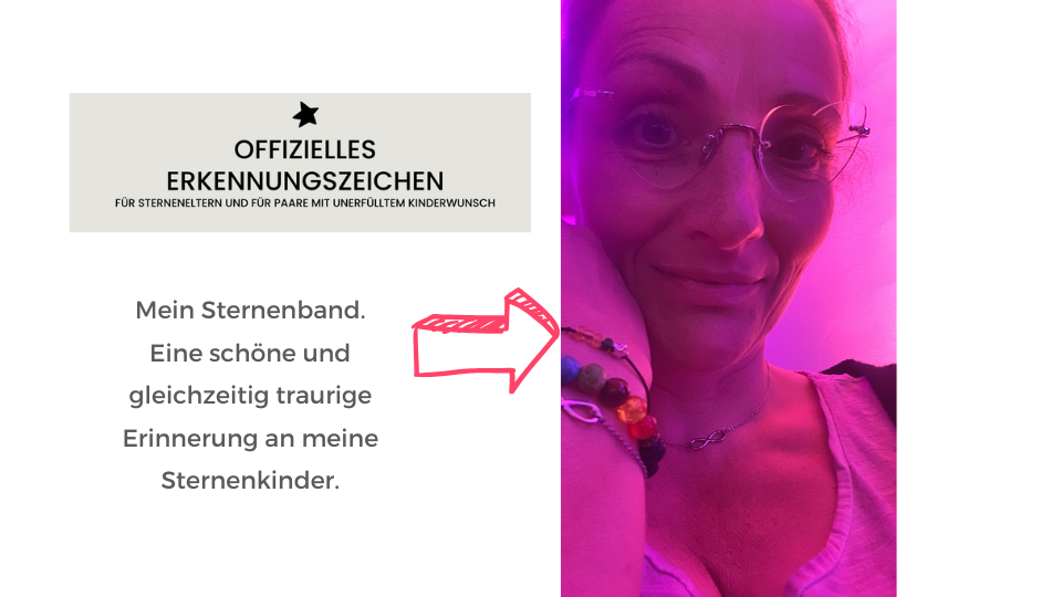 Auf dem Bild zeigt die Autorin ihr Sternenband