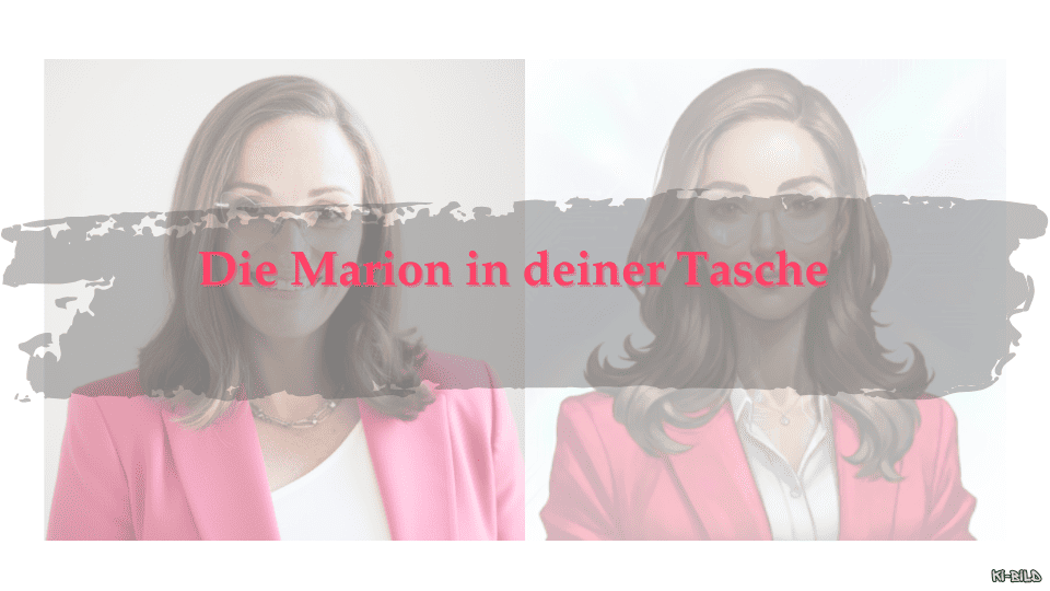Marion Glück als Foto und als KI-Illustration — Coaching mit KI durch LUMEA, ihre DSGVO-konforme Reflexionsassistentin