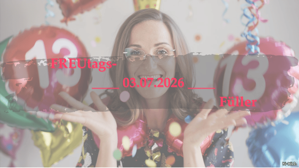 Eine Frau in Partystimmung mit zwei Ballons auf denen eine 13 z usehen ist.
