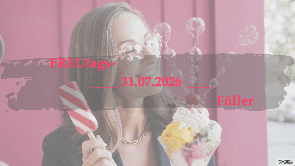 Eine Frau in einer Eisdiele, die sich über einen Eisbecher und ein Stileis freut.