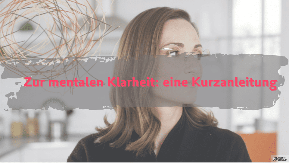 Frau mit Brille vor chaotischem Astgewirr, Symbolbild für mentale Klarheit trotz Kopfchaos